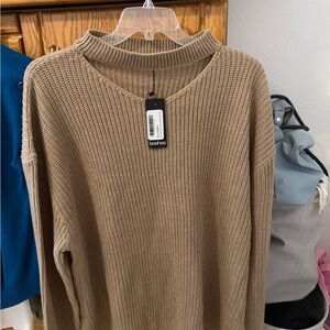 Aaa Boohoo Camel Ribbed Sweater